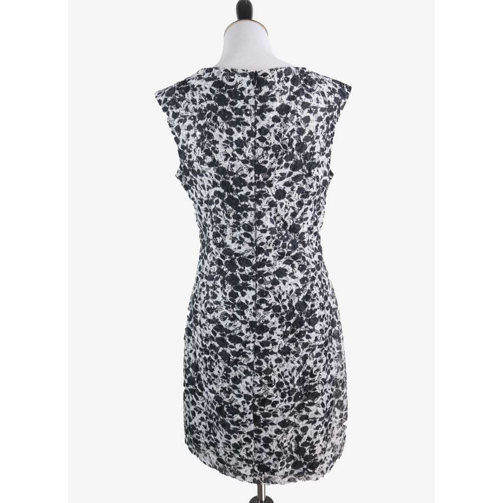 Eliza J Size 12 Lace Appliqué Sheath Dress Sequin Black White - Picture 4 of 10